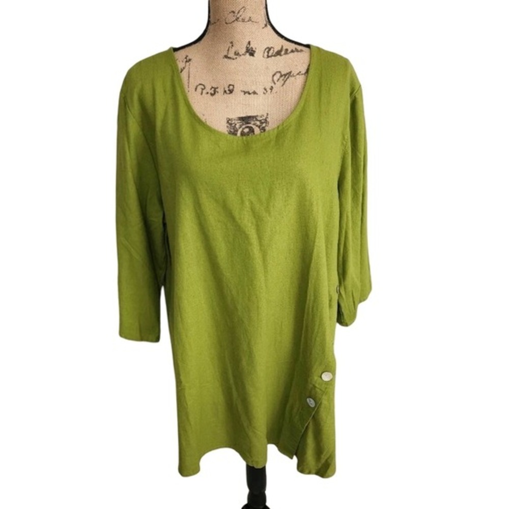 Jones new York moss green linen blend tunic length Beach blouse plus size 1X new